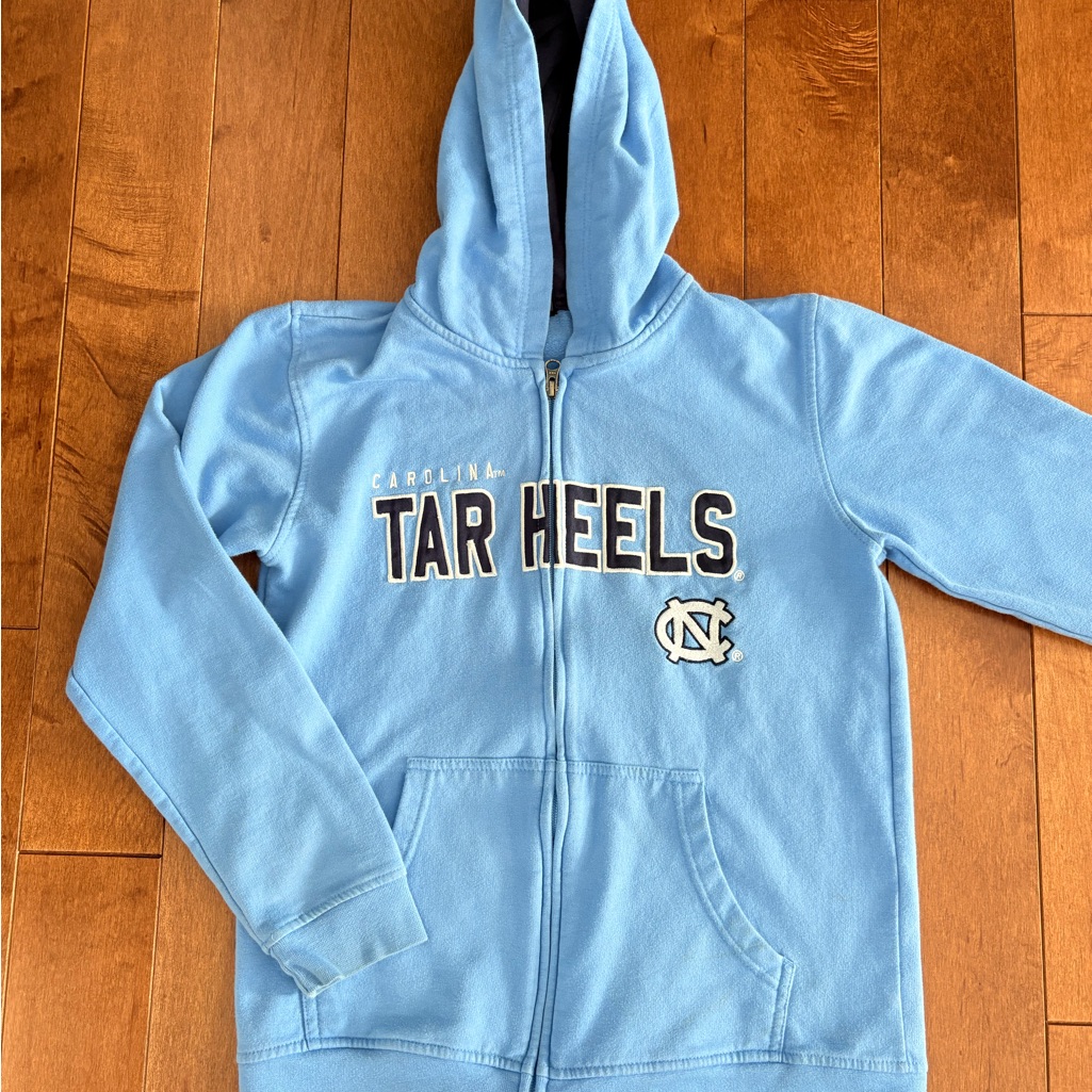 Carolina Tar Heels Blue Zip Up Hoodie Youth Large